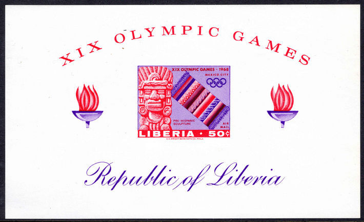 Liberia 1968 Olympics imperf souvenir sheet unmounted mint.